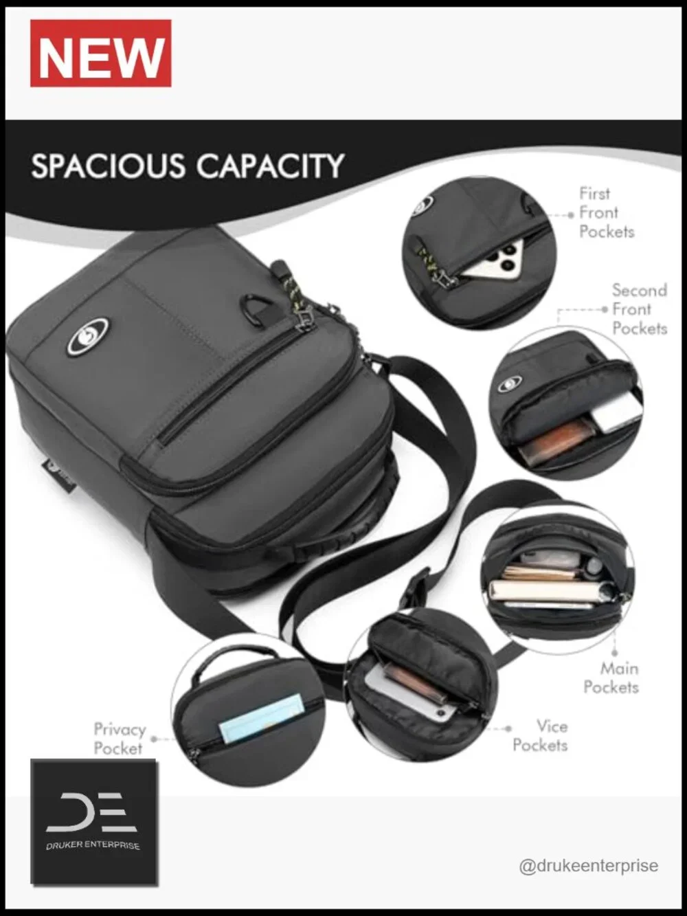 Waterproof Nylon Crossbody Messenger Bag for Men Tablet Shoulder Bag Work Travel